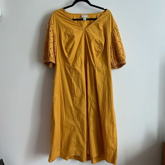 Ava & Viv Mustard A-Line Dress V-Neck Spring Dress - 3x - Picture 1 of 6